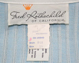 Size 12 60s Dress - Princess Crown Crest 1960s Powder Blue Knit Shirtdress - Original Cobalt Belt - Large Deadstock with Tag - Bust 38.5