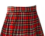 1950s School Girl Skirt - Red & Black Tartan Plaid Pleated Kilt Style - Children's Size 12 14 Pre Teen - Fall Autumn Preppie - Waist 25.5