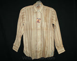 Boys 1930s Shirt - Size 14 Blue Striped Cotton - Authentic 30s Long Sleeve Child's Dress Shirt - Depression Era NOS Deadstock - Chest 36