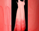Size 10 Formal Dress - Lillie Rubin 1960s Beautiful Coral Ombrè Chiffon Evening Gown - Designer Pink Peach Long Summer Dress - Bust 35.5