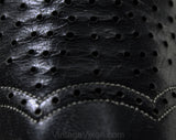 Size 6 1920s Shoes - Art Deco Black 20s 30s Pumps - Authentic Flapper Era Pierced Leather - Scalloped Top Stitching - Never Worn Deadstock