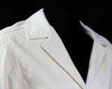 Size 6 White Suit - Faux Suede 1980s Suit with Oversize Pockets - 70s 80s Jacket & Skirt Set - Ivory Cream Modernist Office Wear - Waist 30