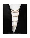 Size 6 Film Noir Cocktail - 1940s WWII Era Black Dinner Dress with Sexy Brass Chain Plunge Neckline - 40s Crepe with Peplum - Bust 34.5
