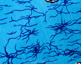 1960s Cotton Dragon Batik Print Fabric - 1.8 Yards Turquoise Blue & Black Panel Yardage - 60s 70s Summer Bohemian Border Print Sarong Wrap