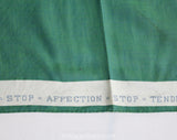 Christian Dior Telegram Scarf - Bottle Green Cotton Chameleon Cloth - Sending You Friendship Affection Tenderness - Hand Rolled Hems