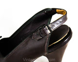 Size 4.5 1940s Brown Shoes - Unworn Dark Chocolate Fine Leather Pumps - 40s Peep Toe Heels - 4 1/2 to 5 MISMATCH Size - WWII NOS Deadstock