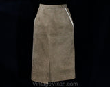 Size 8 Mocha Brown Suit - Vegan Faux Suede Jacket & Skirt with Pockets - Fall Autumn - Two Tone Tailored Blazer - Late 1970s 1980s - Bust 35