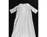Antique Baby's Christening Gown - Size 0 to 3 Months - 1900s Victorian White Cotton Heirloom Dress - Tucks & Hand Embroidery - Very Long