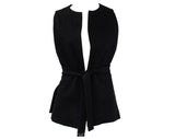 Size 10 Pauline Trigere Jacket & Black Skirt - 1960s Designer Sleeveless Minimalist Modern Design - Posh Mod 60s Wool Knit - Bust 36