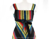 Size 4 Sun Dress - 1970s Chevron Rainbow Stripe - 70s Summer Festival Casual Chic - Saltillo Southwest Blanket Style - Bust 33.5 - 50716