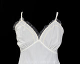 Large 50s White Full Slip - Size 12 Sheer Bias Cut Lingerie with Ruffles - 1950s Pin Up Girl - Powers Model - Summer Dress Slip - Bust 39