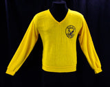 Small Mens Pep Band Sweater - 1960s Men's V Neck Yellow Pullover - Long Sleeve - GCHS Band High School Music - Like New - Chest 40 - 41943