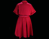 Size 12 Pink Dress - Large 1980s Fuchsia Summer Shirtwaist with Button Front Bodice & Full Skirt - Right Pocket - Toni Petite - Bust 42.5