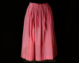 Size 4 Red Chambray Peasant Skirt by Narducci - Casual 1970s Full Style with Self Tie Belt - 1930s 40s Inspired Bohemian Cotton - Waist 25
