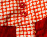 1950s Baby Boy's Red Corduroy Shirt & Short - Size 6 to 9 Months - Little Ricky - Infant Boys Checked 50s Outfit - Waterproof Diaper Cover