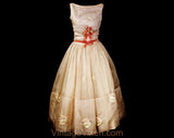 XXXS 1950s Pink Cocktail Dress - Size 000 - Teen Girls 12 - Powder Pink Fit and Flare 50s Debutante Silk & Velvet - Girl Next Door - Bust 30