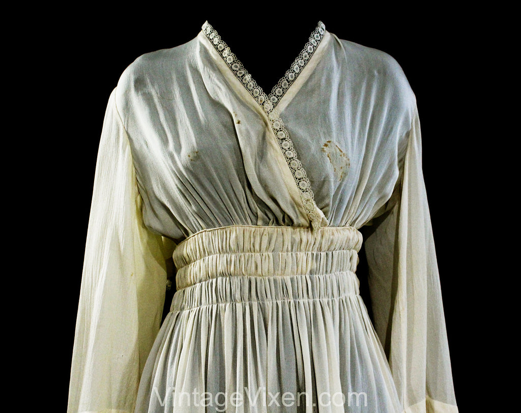 Size 4 Antique Dress - 1910s Titanic Era Silk Crepe Frock