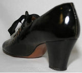 As Is Size 5 1/2 Flapper Era Shoe - 1920s Black Pumps with Cutwork - Size 5.5 Gatsby Chic - Authentic Roaring 20s 30s Deadstock - NOS