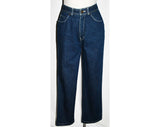 Size 6 1980s Dark Denim Jeans by Bonjour - Sexy Preppy Straight Leg 80s Pants - Small Blue Jean - Status Symbol Street Wear - Waist 27.5