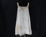 As Is 1920s Cotton Teddy - Size 6 Authentic 20s Flapper Era Lingerie - Tea Colored Camisole Panty Combination - Filet Crochet Lace - Bust 34