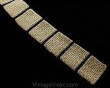 Men's Square End Tie - 1960s Khaki Tan Mohair Wool Knit Square-End Tie by Rooster - 60s Striped Navy Blue Mens Necktie - 60's Heathernit
