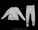 Soft Blue 4T Footie Pajama - Child Size 4 1960s Gender Neutral Sleep Set - Pastel Long Sleeve Footy Girls Boys PJs - NOS 60s 70s Deadstock