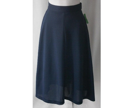 FINAL SALE Size 4 Blueberry A-Line Skirt - 1970s Small Blue Jersey Casual Skirt - Side Slits - Mint Condition - NWT - Deadstock - Waist 24.5