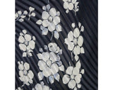 Size 6 Designer Dress by Julio Espada - Gorgeous Navy Silk Small Floral Cocktail - Exquisite Striped Dark Blue Satin Chiffon - Spring Summer