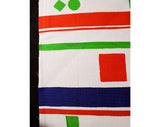 60s Mod Cotton Fabric - Over 3 Yards x 44.5 Inches - 1960s Canvas Yardage - Red White Blue Green Stripes & Geometric Shapes - B. Altman