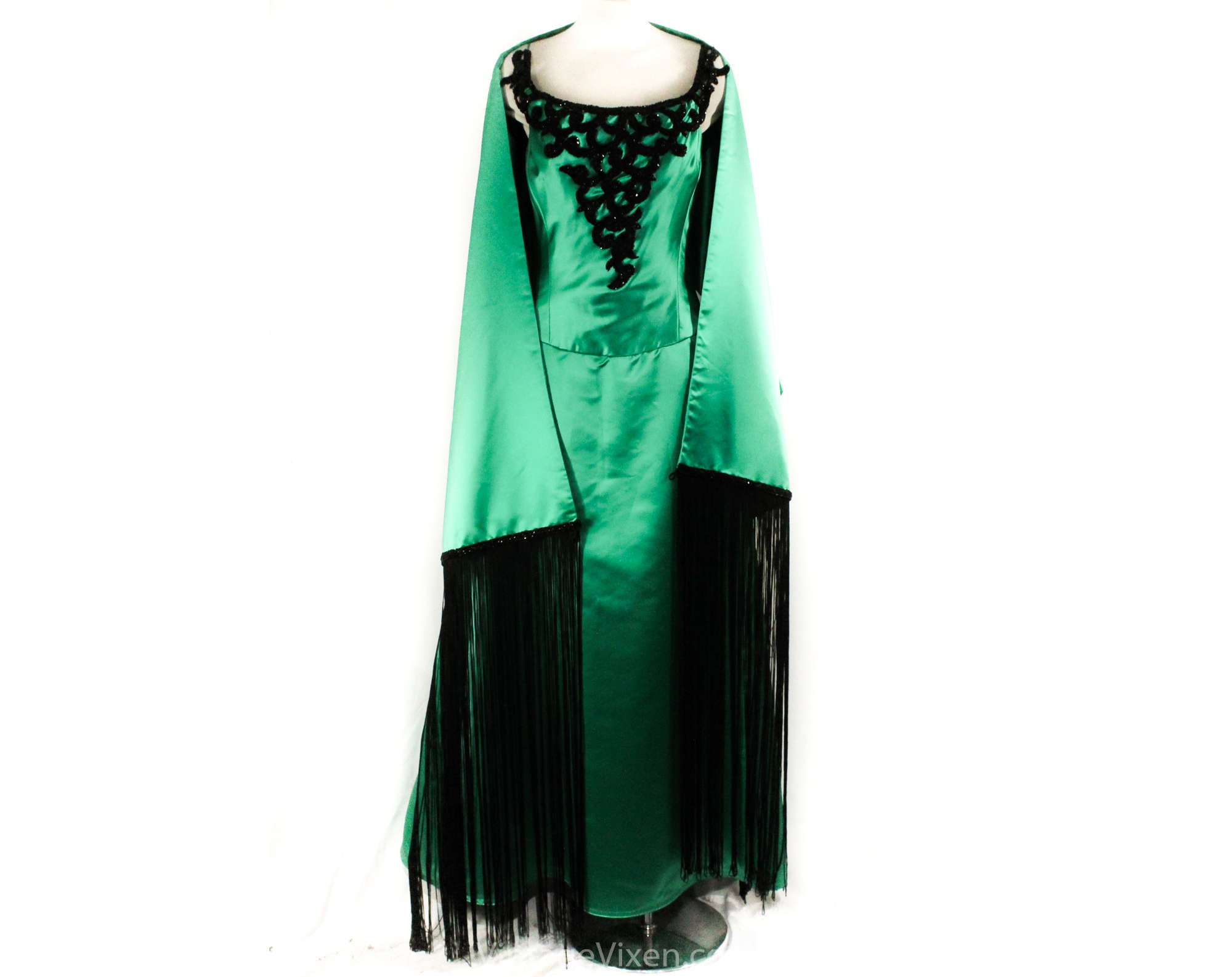 Size 10 Evening Gown - Emerald Green Satin Dress by Murray Arbeid - De Vintage Vixen Clothing Size 10 Evening Gown - Emerald Green Satin Dress by Murray Arbeid - De Vintage Vixen Clothing