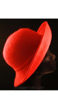 Cherry Red Cashmere Cloche Hat - Close-Fit 1920s Inspired Millinery - Flapper Style with Deep Crown - Winter Spring - Upturned Brim