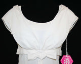Size 4 White Dress - 1950s Angelic Bombshell Cocktail - Marilyn Chic - Fitted - Glamour - Small - by Mancini - Deadstock - Bust 33 - 41884