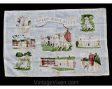 1950s Guide Dogs for the Blind Linen Hand Towel - 50s 60s Novelty Print - Training Puppies - German Shepherd - Leamington Bolton Exeter UK