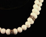 Lovely 1950s White Glass Beaded Choker with Rhinestone Accents - Spring Necklace Glass Beads - 1950s Glamour - Classic Jewelry - 35582-1