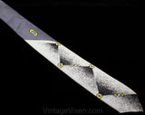 Rockabilly Men's Skinny Tie - 1950s Hepcat MCM Necktie - Black Gray Yellow Starburst Satin - 50s Rat Pack Mid Century Business Office Wear