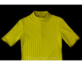 XXS 60s Mini Dress - Size 000 1960s Authentic Go Go Girl Dress - Chartreuse Stoplight Yellow Knit - British Invasion Mod 60's NOS Deadstock