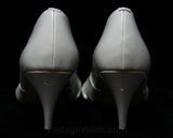 Size 7.5 Art Nouveau Style Gray Heels - Lattice Work Open Toed Shoes - Faux Leather - Pierre Dumas London Paris Deadstock - 7 1/2 - As Is
