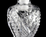 Matched Pair Art Deco Style Perfume Bottles - Clear Pressed Glass Starburst Sunburst Design - 1940s 50s Glam Boudoir Vanity - Two Containers