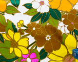60s Summer Floral Fabric - Mod 1960s Orange Green Yellow Polished Cotton Yardage - 1 Yard x 54" Wide - Beautiful Quality Daisy Print Chintz