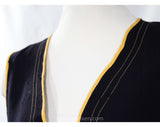 Size 8 Gypsy 1920s Vest - As Is Authentic Flapper Era 20s Open Front Top with Top Stitched Swirls - Black Wool & Orange Trim - Bust 35