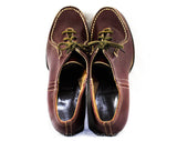 Size 5 Brown 1940s Shoes - 1930s 40s Oxblood Leather Pumps with Top Stitching & Wood Heel - Fall Autumn Deadstock Heels - 40's Swing Era