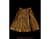 XXXS 60s Corduroy Skirt - Tan Brown Cotton A-Line 1960s Wrap Skirt with Fleur De Lis Buttons - less than Size 000 - Waist 21 - NWT Deadstock