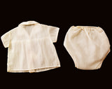 1950s Baby Girl's Pink Shirt & Short - Size 6 Months - 40s 50s Seersucker Summer Infants Outfit - Waterproof Diaper Cover - Deadstock