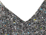 XL 1960s Office Dress - Size 16 Tailored Black & White Tweed with Rainbow Flecks - Sleeveless 50s 60s Secretary Chic with Pockets - Bust 43