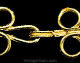 Asian Style Frog Closures Scatter Pin Set - 1950s 60s Functional Metal Hook and Eye Pairs - 4 Piece Gold Brooches - Unique Garment Closures