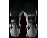 Size 8.5 Gray Sandals - As Is 30s Inspired Gray 1970s Shoes - Deco Triangles - Summer Slingback Heels - Peep Toe - 8 1/2 - 70s Deadstock