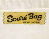 1950s White Summer Purse - Beautiful 50s Resort Chic Clutch Bag - 50s 60s Plastic over Embroidered Linen Handbag - Soure Bag NY - 49129