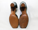 Size 8 1940s Green Shoes - 40s Peep Toe Heel with Sexy Ankle Strap - Emerald Hunter Forest - 8A Narrow Width Swing Era Pumps - NOS Deadstock