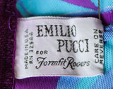 Pucci Panty Girdle - XXS 1960s Designer Label Foundation - Purple Green Blue Daisy Print - Formfit Rogers - Size 000 Lingerie - Waist 22.5