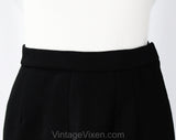 Size 8 Black Maxi Skirt from Bergdorf Goodman - 1960s Wool Ankle Length Skirt with Long Slit - Dramatic 60s Day or Formal Evening - Waist 27